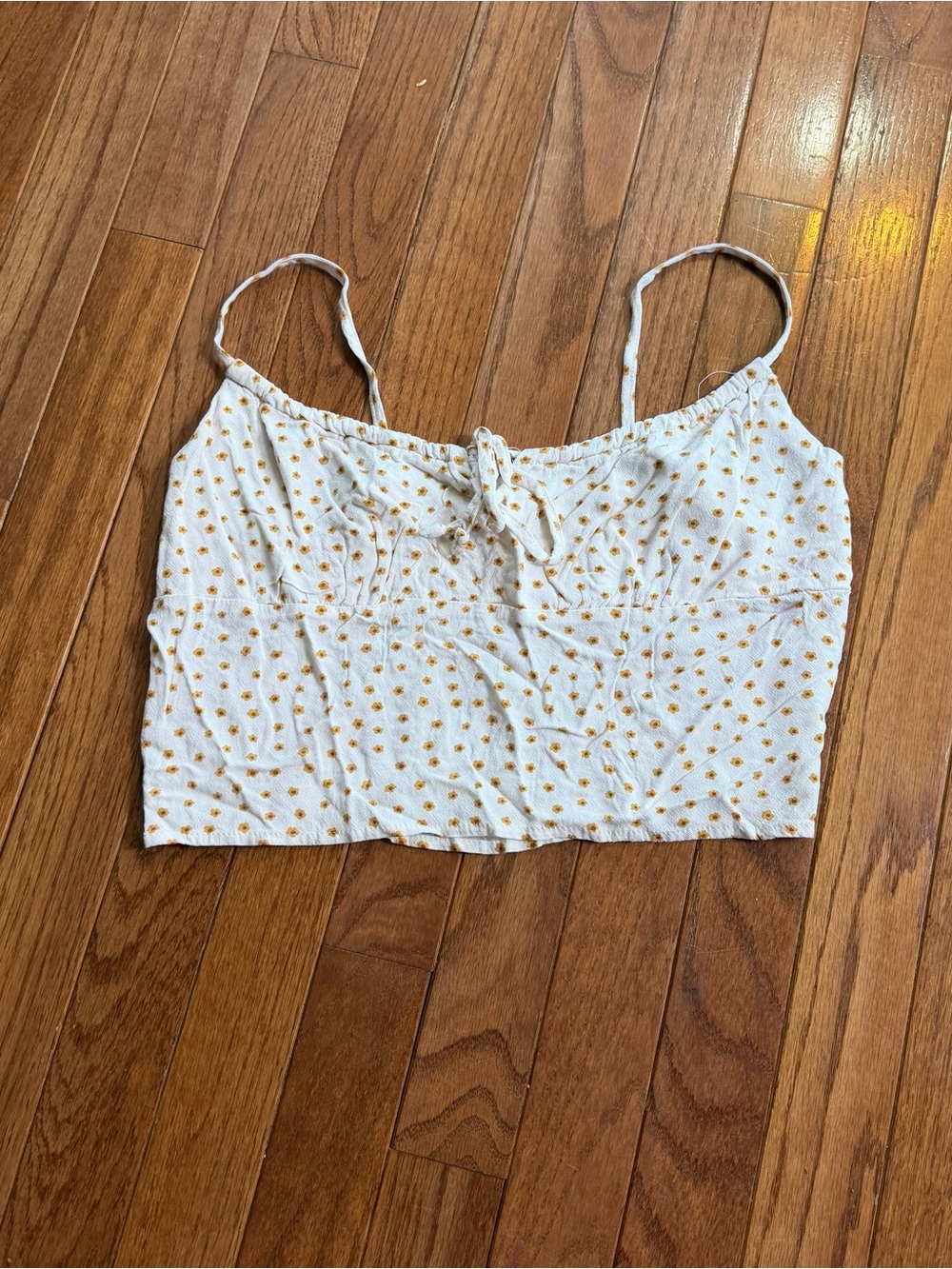 La Hearts White Cami Top with Yellow Daisy Print